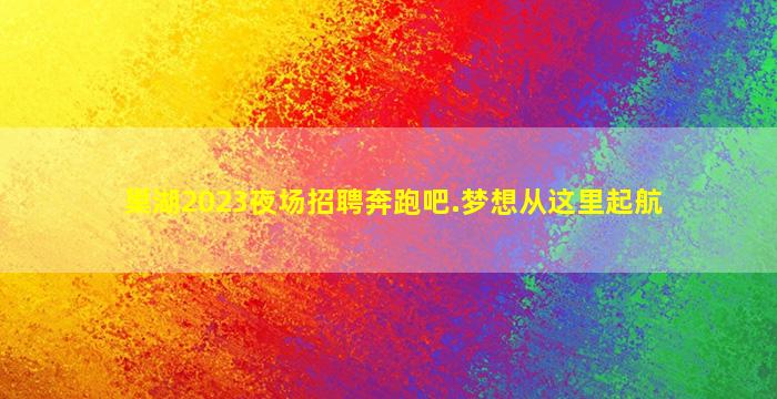 巢湖2023夜场招聘奔跑吧.梦想从这里起航